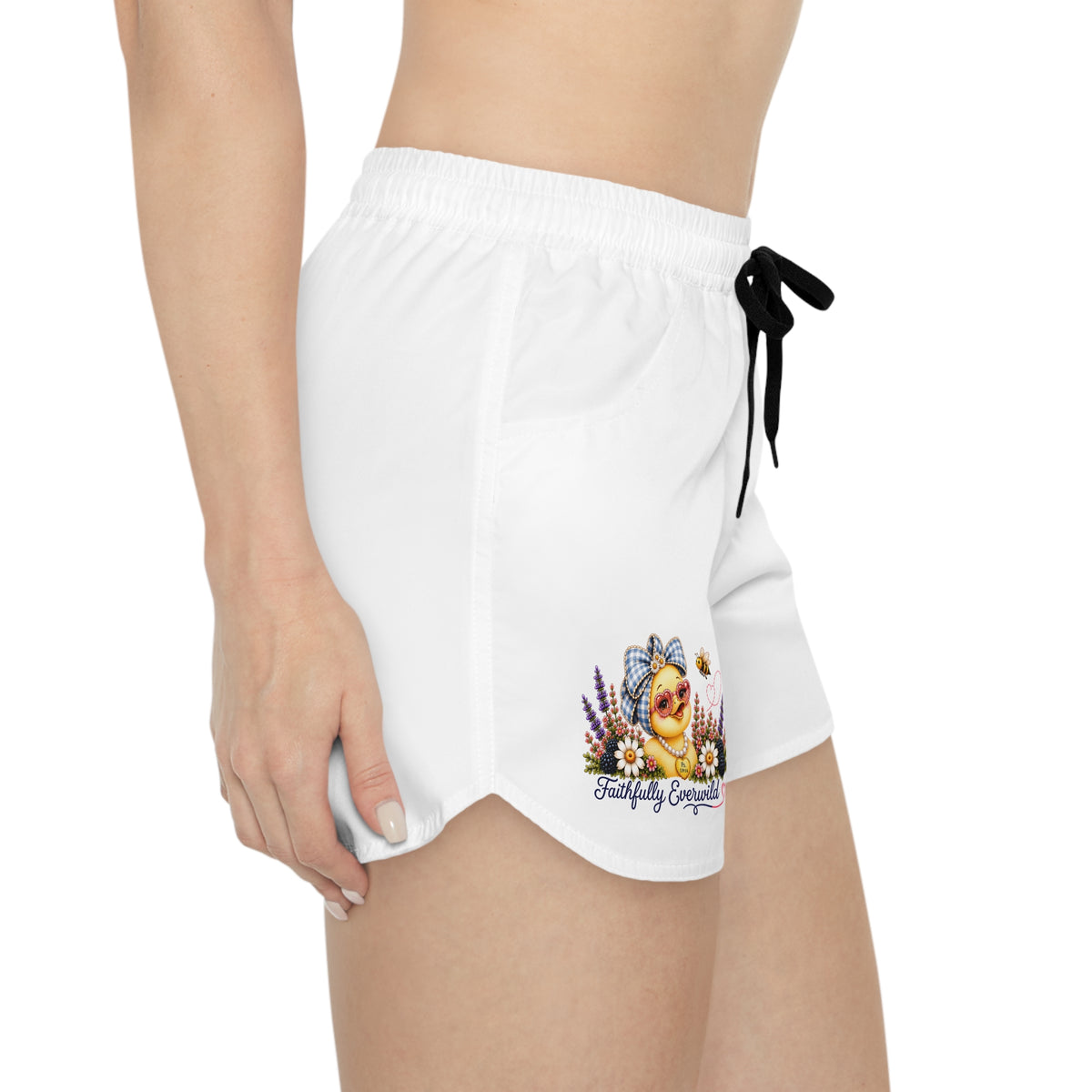 Faithfully EverWild Duck Women’s Casual Shorts | Cute Faith-Inspired Drawstring Shorts
