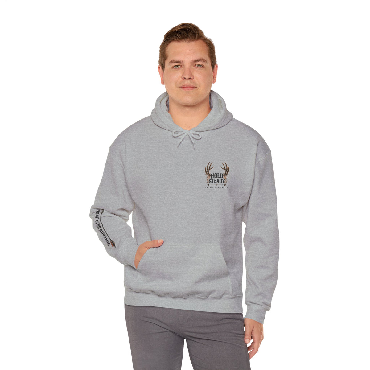 Hold Steady Hunting Hoodie Sweatshirt | Be of Good Courage | Psalm 31:24