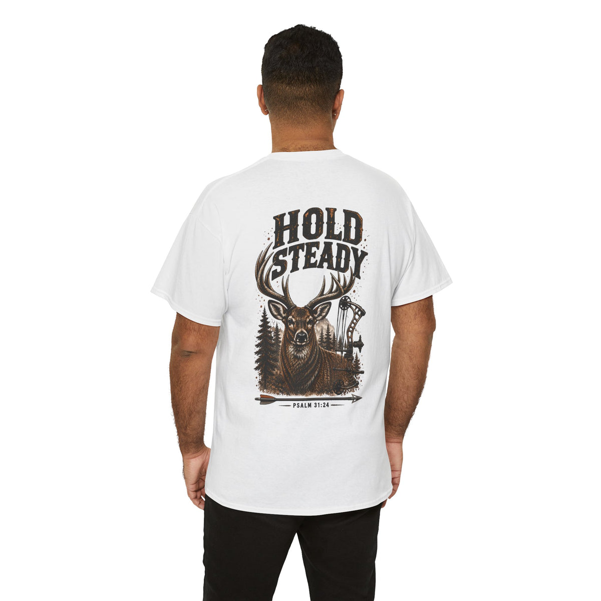 Hold Steady Bow Hunting Tee | Psalm 31:24