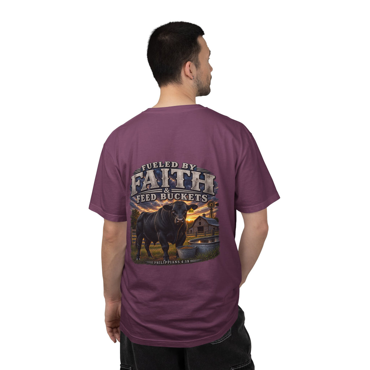 Fueled by Faith & Feed Buckets – Philippians 4:19 Angus Tee
