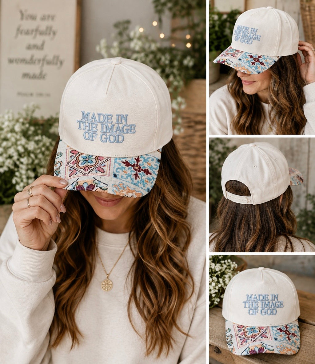 Made in His Image Floral Brim Trucker Hat