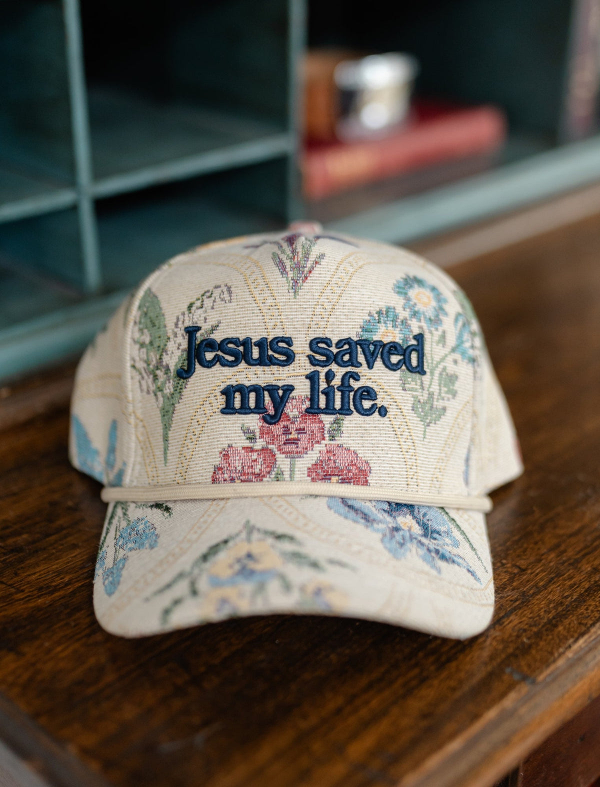 Jesus Saved My Life Floral Snapback Hat