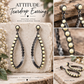Cream Stone Teardrop Statement Earrings