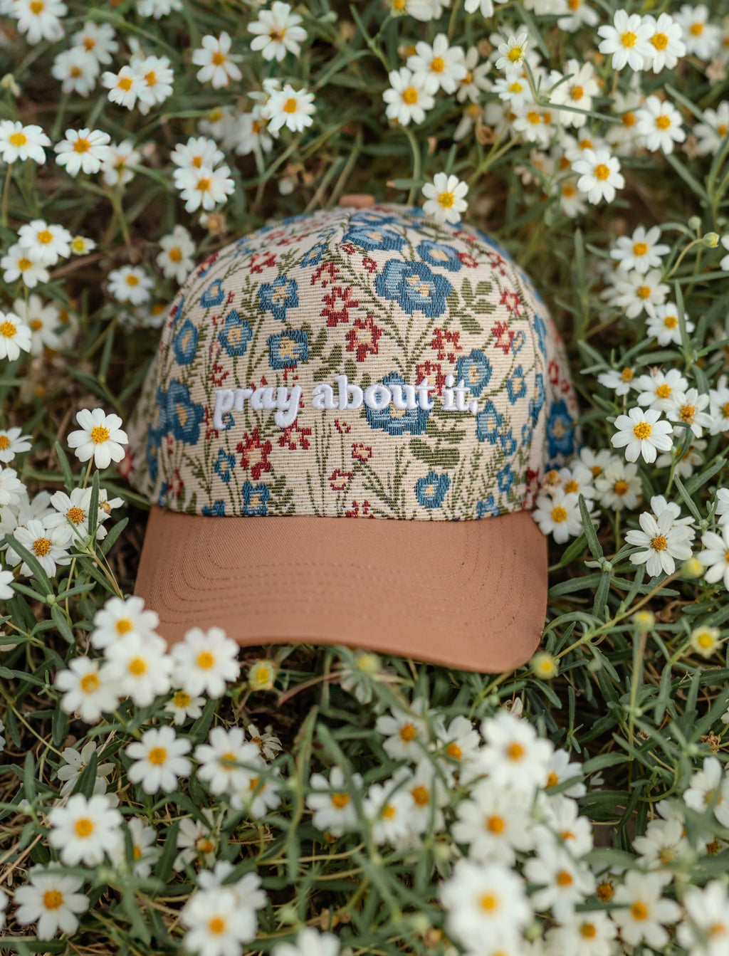 Pray About It Floral Snapback Hat