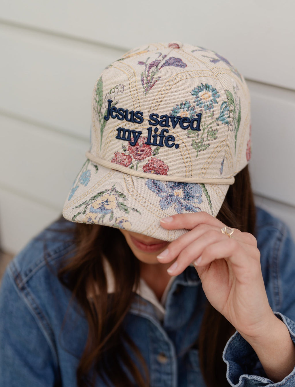 Jesus Saved My Life Floral Snapback Hat