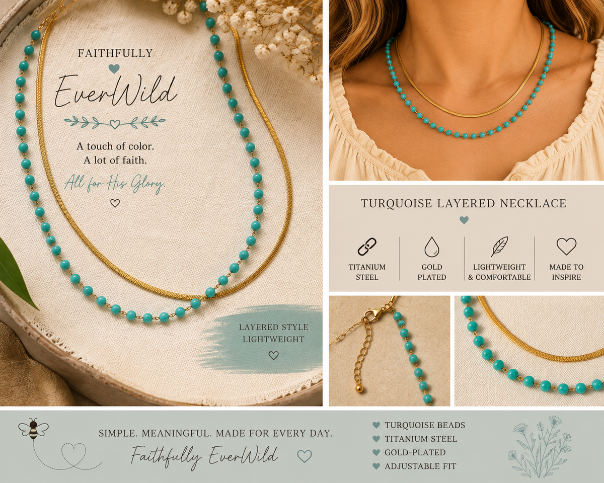 Turquoise Trails Double-Layer Gold-Plated Titanium Steel Necklace