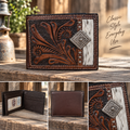 Tooled Leather & Calf Hair Bifold Wallet