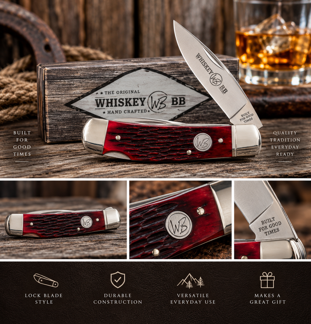 Black Cherry Lock Blade Folding Knife | Whiskey Ranch
