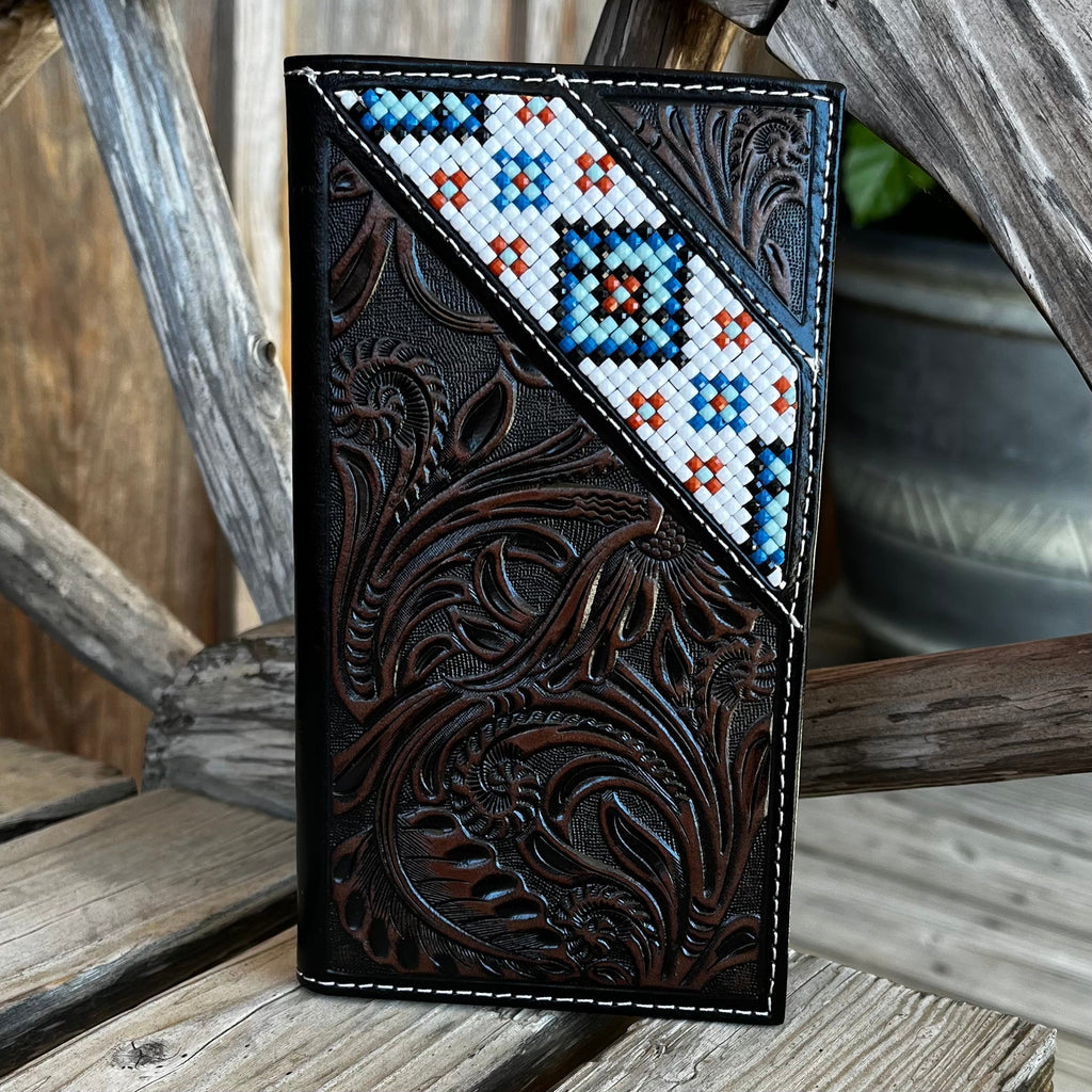 Tooled Floral & Beaded Rodeo Wallet