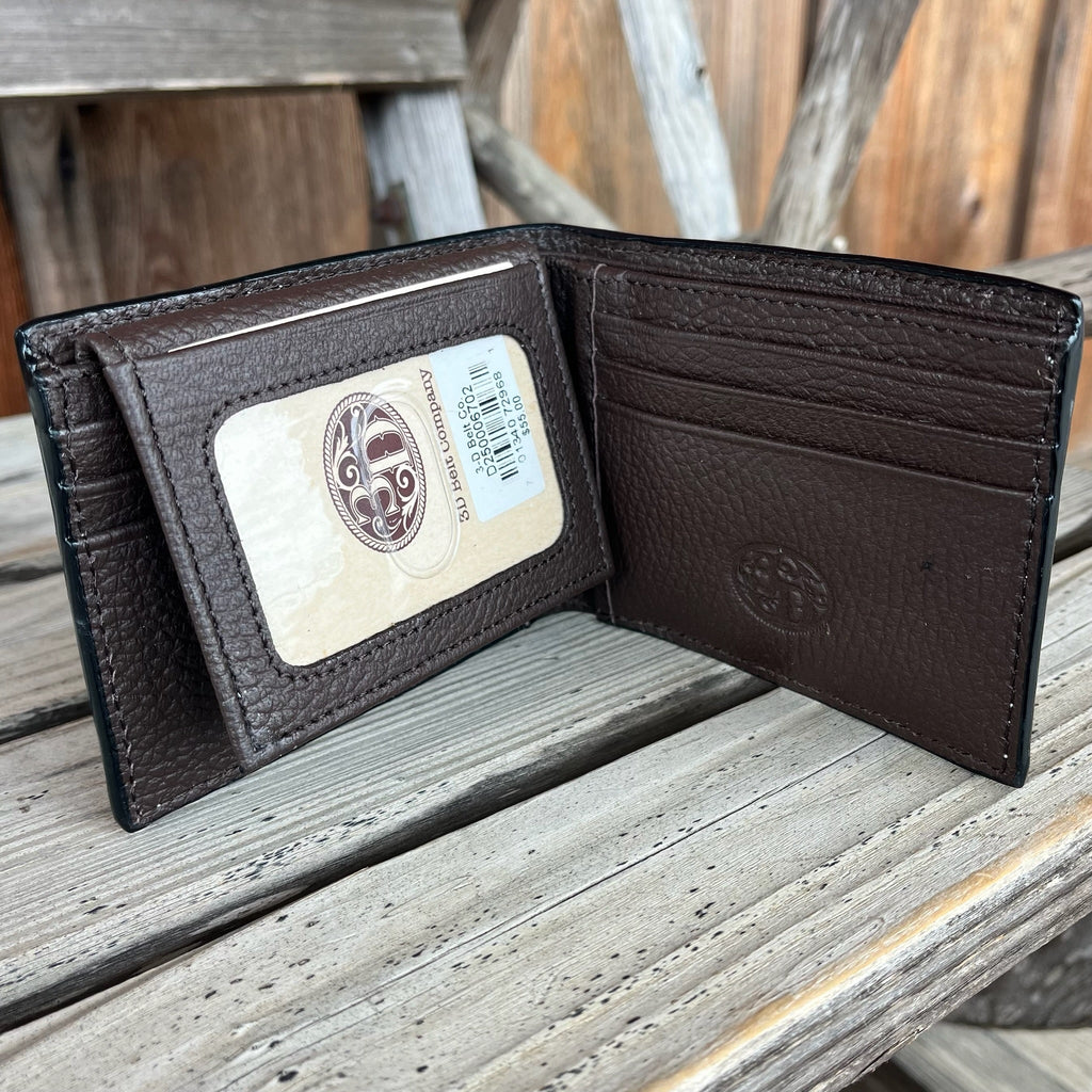 Tooled Leather & Calf Hair Bifold Wallet