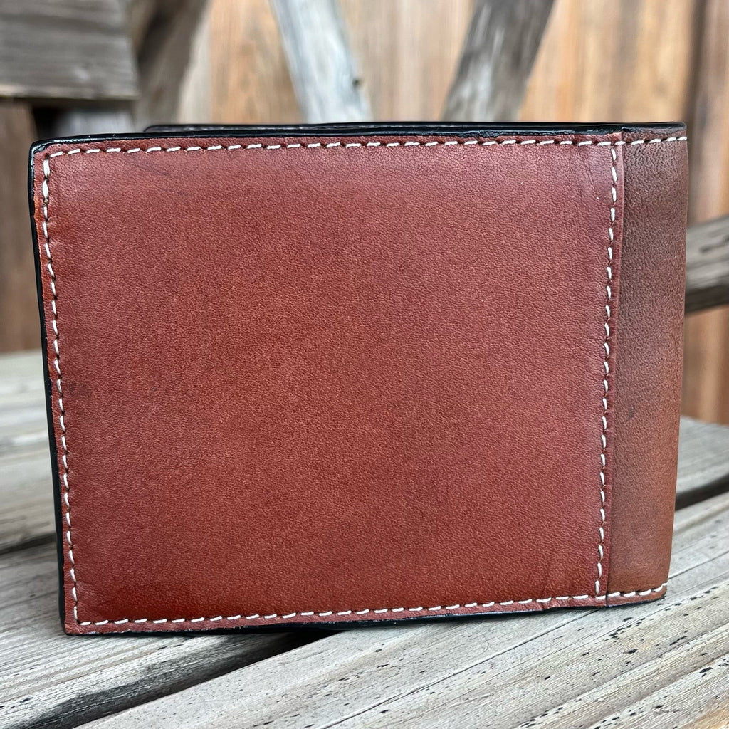 Tooled Leather & Calf Hair Bifold Wallet