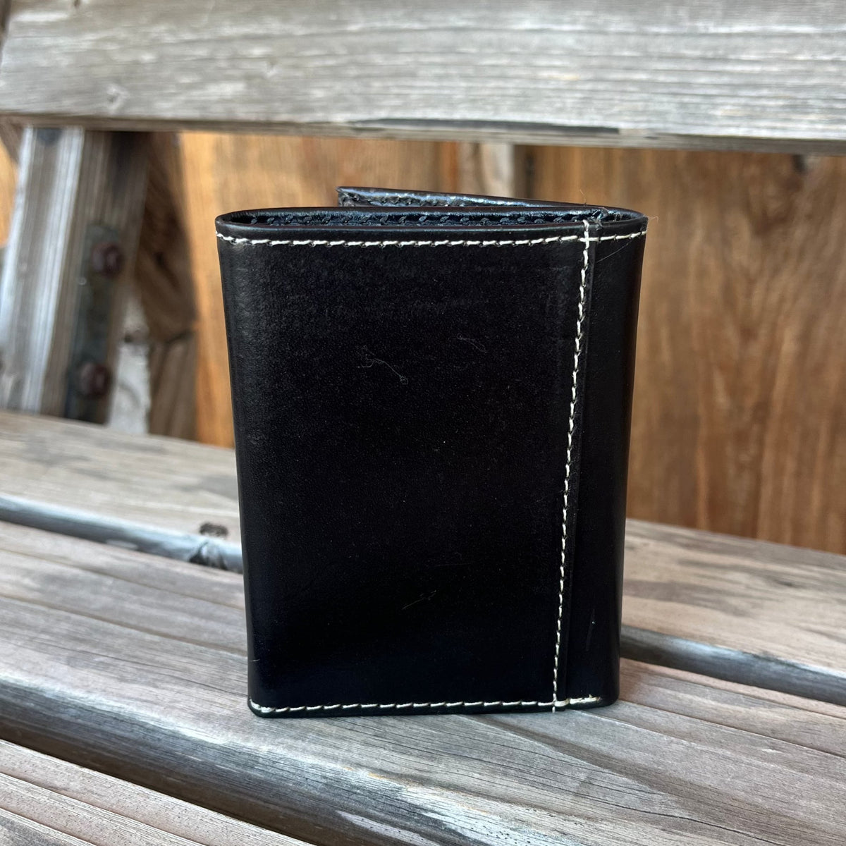 Nocona Black Tooled Leather Trifold Wallet