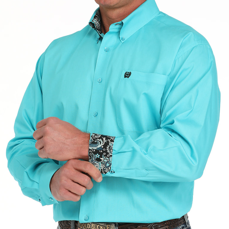 Cinch Men’s Turquoise Contrast Trim Button-Up Shirt