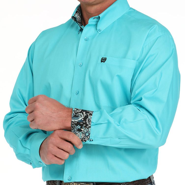 Cinch Men’s Turquoise Contrast Trim Button-Up Shirt