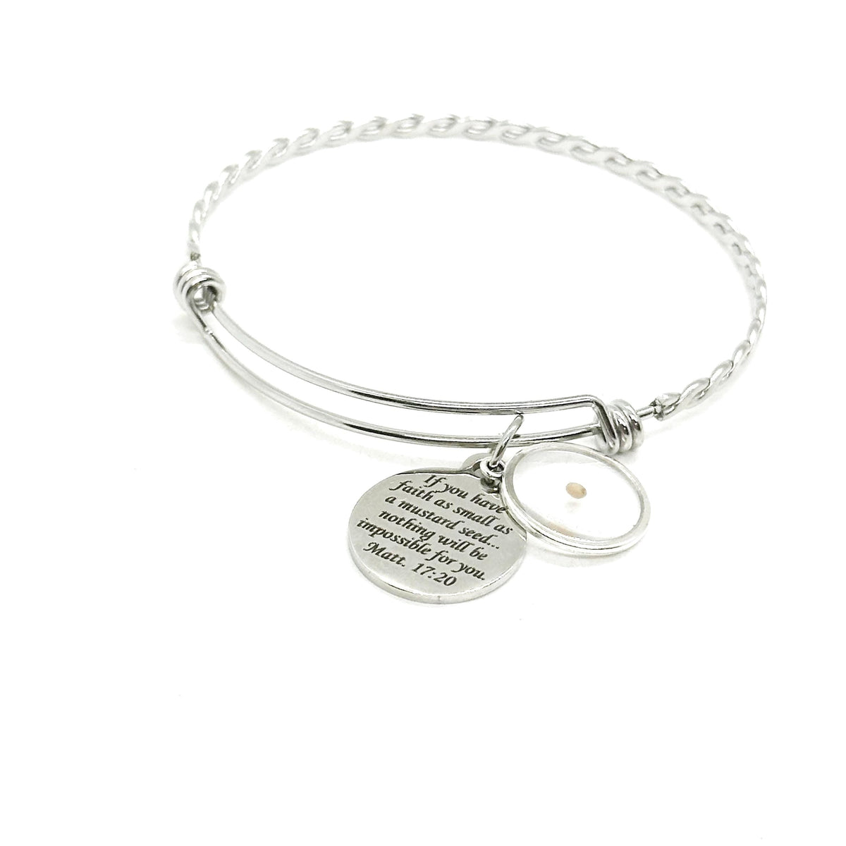 Mustard Seed Faith Bracelet | Matthew 17:20 - Engraved Bangle Stainless
