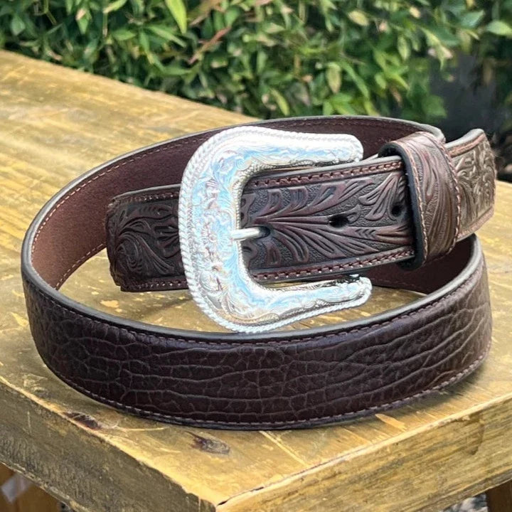 Nocona Men’s Brown Bullhide Floral Belt 🤎